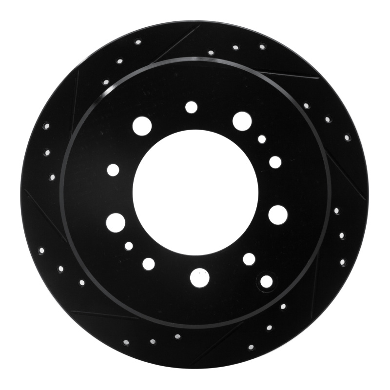 Lexus LX470 Brake Rotor (1) - Rear Left - R1 Concepts - Drilled & Slotted - Black - `98-`07